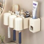 Wall Mounted Toothbrush Holder And Automatic Toothpaste Dispenser Set